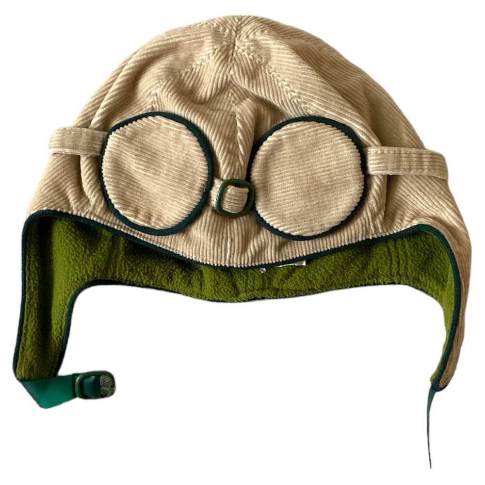 ZIGOTO CAREAU French Indie Corduroy Aviator Pilot Hat w/ Goggles Cap